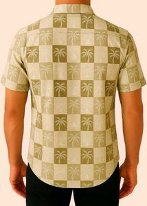 Retro Palm Print Camp Shirt