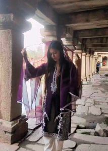 Elegant Purple Embroidered Kurta Set💜🤍