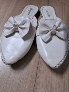 White Flat Slippers