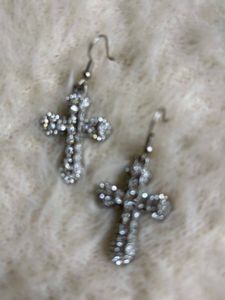 Iced Goth Cross Earrings