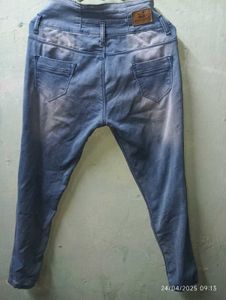ICE BLUE COLOUR HIGH&#39; WAIT SKINNY JEANS