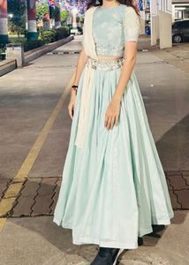 blue chicken work lehenga choli