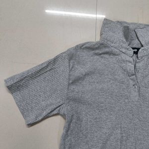 Grey Ribbed Top
