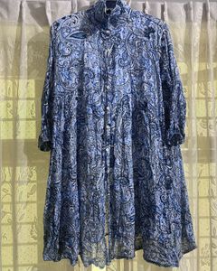 Blue Shirt Dress Paisley Print