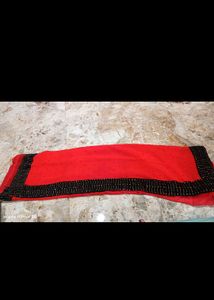 Red &amp; Black Embellished Saree