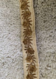 Golden Biege Sequin Designer Lace Border Clearance
