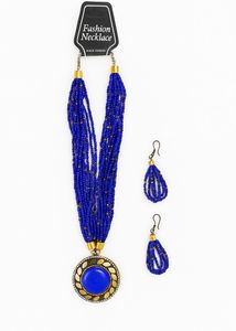 Blue Beaded Necklace Set