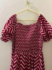 Chevron Print Midi Dress