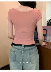 Pink crowl neck  Fitted Top -