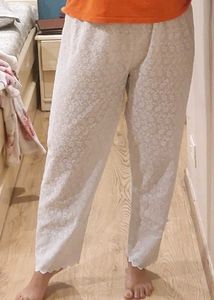 White Chikankari Narrow Plazzo Pants