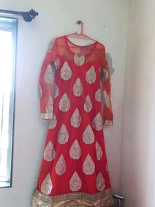 Only Kurti Orange Colour Golden Work