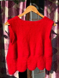 Red Knitted Vest Top