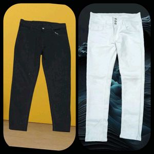 Ladies Regular FitBlack & White Jeans 2 Jean Combo