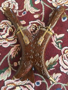 Vintage kashmiri Dagger And Carving Fork with Stan