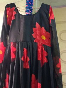 Floral Print Maxi Dress with black skirt