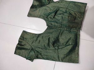 Green Brocade Readymade Saree Blouse