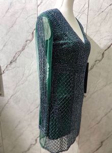 Bottle Green Heavy Work Designer Cocktail Dress