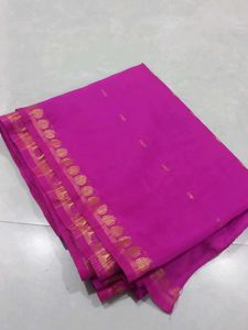 Pink Saree with Gold Border