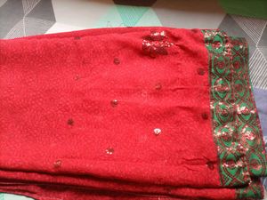 Red ♥️ colour printed saree with blouse