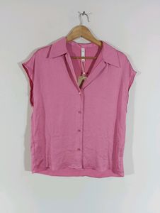 Mango Brand Pink Plain Casual Top (Women)