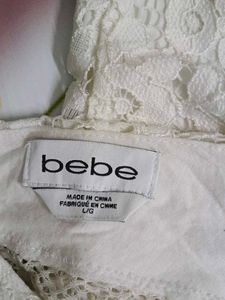 (1092)Bebe White Lace Bralette