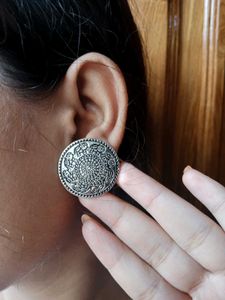 Elephant Embroidery Beautiful Earings (Silver)