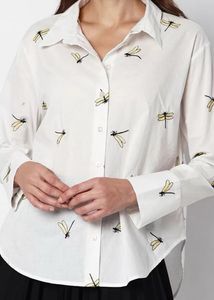 Dragonfly Print Button-Down Shirt