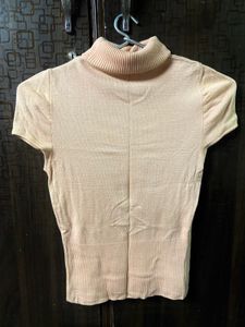 High Neck Peach Colour Winter Tops