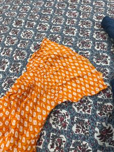 Orange and White Print Tunic