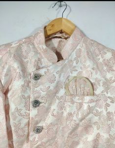 Pink Embossed Indo-Western Sherwani (Men)