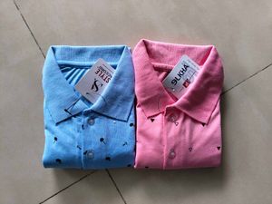 Size M To 10XL, Polo Tshirt Combo- Blue & Pink