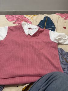 Pink Sleeveless Knit Top