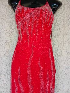 Red Embellished CUT DANA Gown Dress