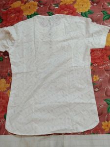 White Lace-Up Short Sleeve Top