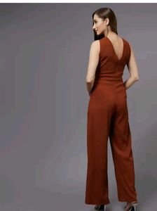 Chic Rust-Colored Halter Jumpsuit