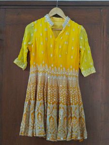 Yellow Embroidered Kurta and sharara with dupatta