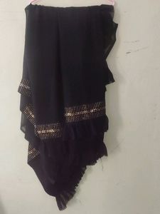 Black Full Saree Fril Work And Border Is Velvet