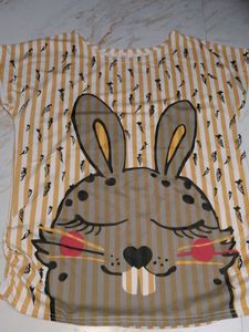 Bunny Print Striped Tee