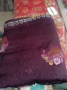 Elegant Purple Embellished Saree