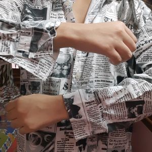 Newspaper Print Shirt For Women
