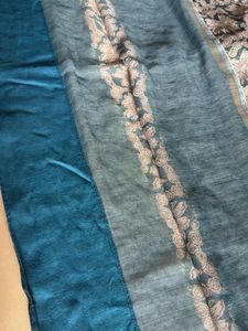 Elegant Embroidered Teal Scarf
