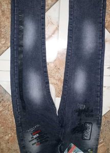Embroidered Black Denim Jeans