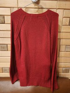 Red Knit Pullover Sweater