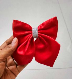 Handmade Red Bow-Hair Accessory
