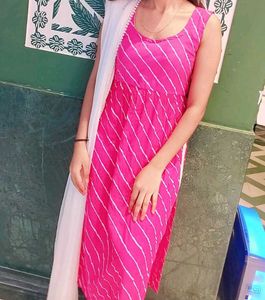 Pink Striped Kurta Set