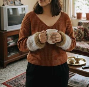 Brown Furr Sleeves Top