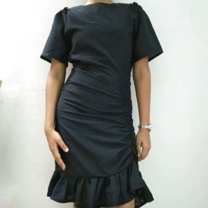 Navy Blue Ruffle Mini Dress