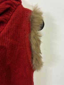 Red Knitted Vest with Fur