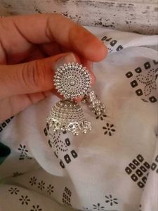 Silver Jhumka Earring with Chain
