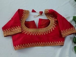 Party Wear Red Embroidered Blouse